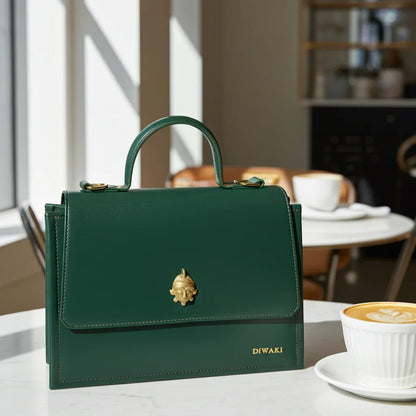 African leather Akan mask handbag - DiwaKi