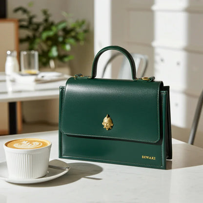 African leather Akan mask handbag - DiwaKi