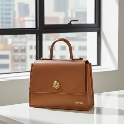 African leather Akan mask handbag - DiwaKi