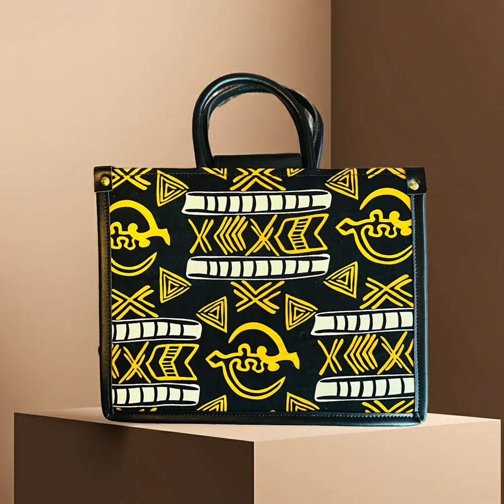 DiwaKi Obsidian Adinkra Gold Heritage Tote - DiwaKi