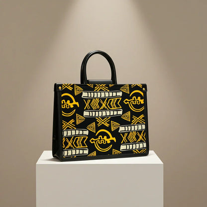 DiwaKi Obsidian Adinkra Gold Heritage Tote - DiwaKi