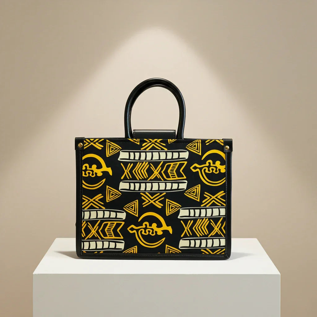 DiwaKi Obsidian Adinkra Gold Heritage Tote - DiwaKi